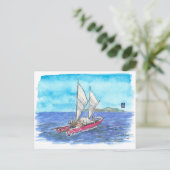 (095) Traditional Waka Sailboat Briefkaart (Staand voorkant)