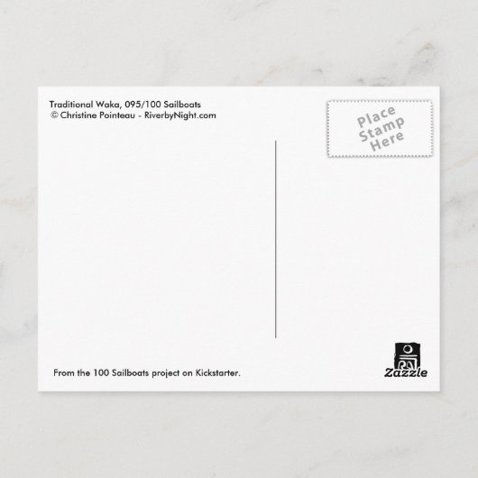 (095) Traditional Waka Sailboat Briefkaart (Achterkant)