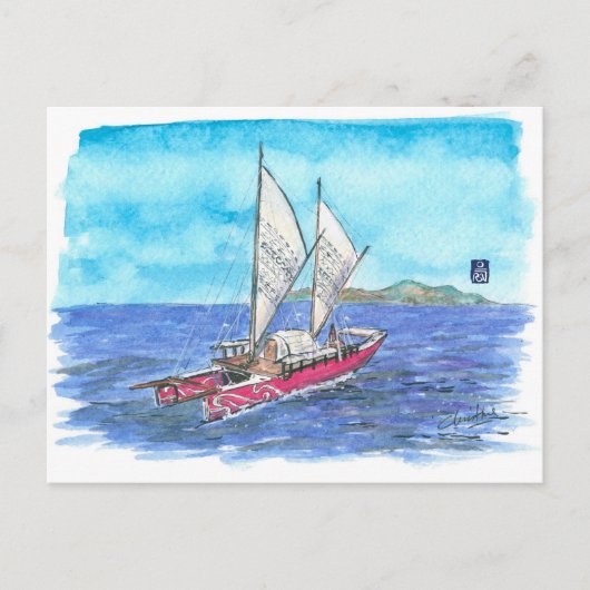 (095) Traditional Waka Sailboat Briefkaart (Voorkant)