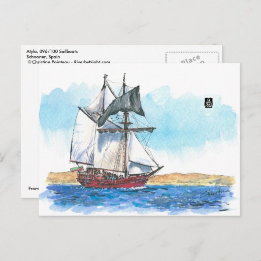 (096) Atyla Schooner Sailships Briefkaart (Voorkant / Achterkant)