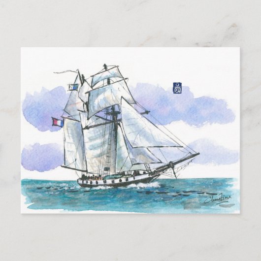 (097) La Recouvrance Tall Ship Briefkaart (Voorkant)