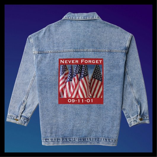 09-11-01 Vergeet nooit de Amerikaanse vlag rood wi Denim Jacket