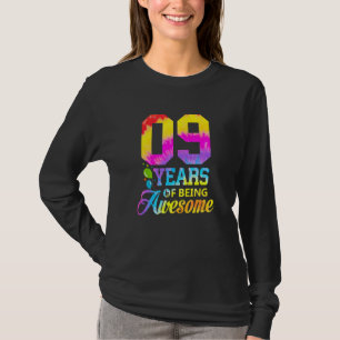 09 jaar Geweldige stropdas kleurstof 9th Birthday  T-shirt