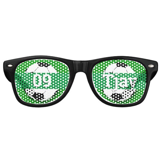 09 Naam Soccer retro Shades /Fun Party Sunbril Retro Zonnebril (Voorkant)