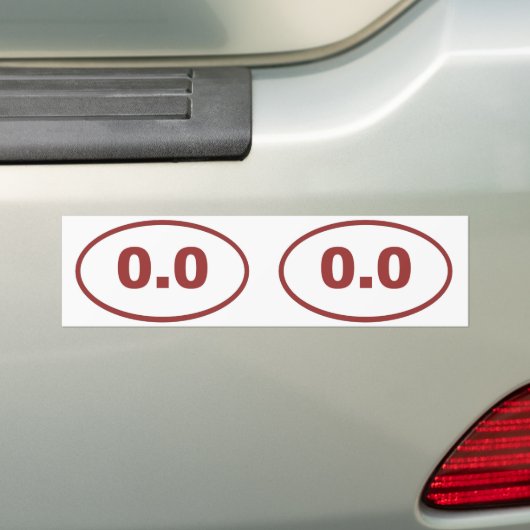 0,0 ovaal bumpersticker (Op auto)
