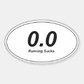 0.0 ovale Bumpersticker hardlopen zuigt! Sticker (Voorkant)
