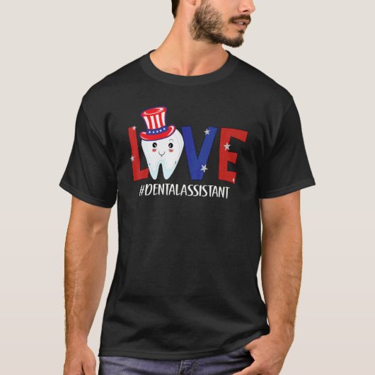 0 4 juli Tand Tandheelkundige Assistent Kindertand T-shirt (Voorkant)