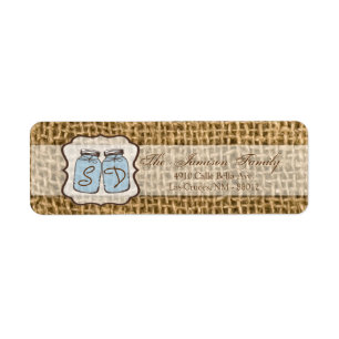 0,75 x 2,25-inch retouradres Mason Jar Burlap Coun Etiket