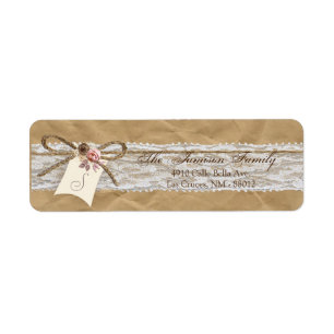 0,75 x 2,25-inch Return Address Kraft Paper Lace T Etiket
