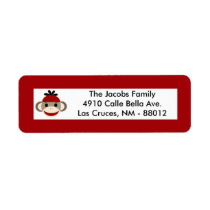 0,75 x 2,25-inch Return Address Label Red Sock Mon