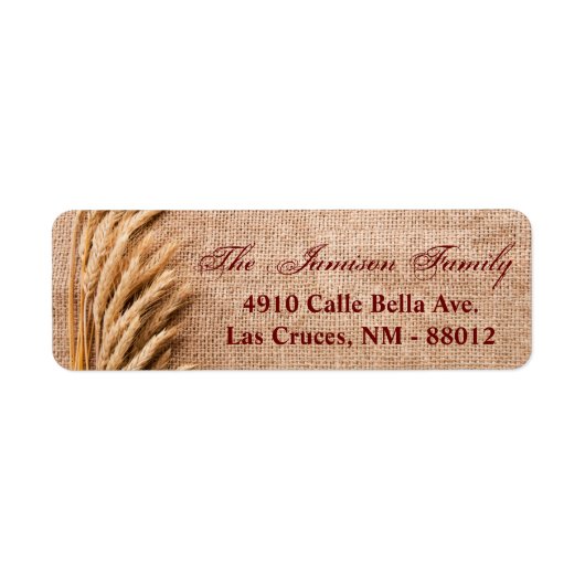 0,75 x 2,25-inch Return Address Label Wheat on Bur (Voorkant)