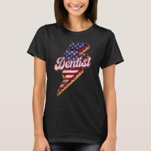 0 Bliksem Patriottische Tandarts Amerikaanse Vlag T-shirt