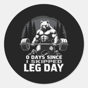 0 dagen sinds overgeslagen been-dag krachttraining ronde sticker