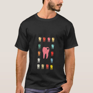 0 Dames Tand Hart Patroon Tandartsassistent Hygiën T-shirt