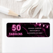 0 & Fabulous Roze & Zwart 50ste Verjaardag Etiket (Insitu)