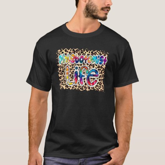 0 Flebotomist Leven Tie Dye Luipaard T-shirt (Voorkant)