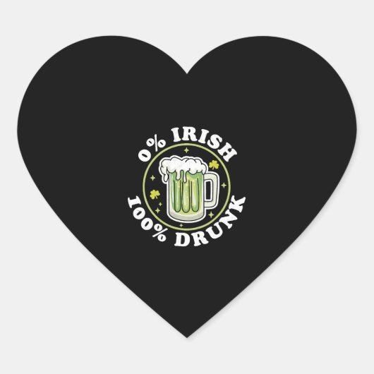 0 Iers 100 Drink Groen Bier Grappig St Patrick s Hart Sticker (Voorkant)