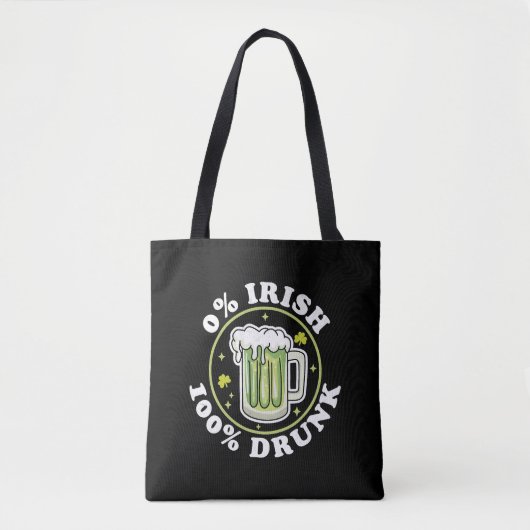0 Iers 100 Drink Groen Bier Grappig St Patrick s Tote Bag (Voorkant)