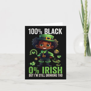 0% Iers 100% Zwart -grappig St. Patricks Day Zwart Kaart
