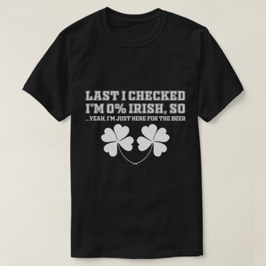 0% Iers, hier voor de Beer Funny St. Patrick Day T-shirt (Design voorkant)