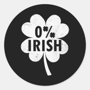 0% Ierse Shamrock Gelukkig Gelukbrengend St. Patri Ronde Sticker
