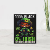0% Irish 100% Black -funny St. Patricks Day Black  Kaart (Voorkant)