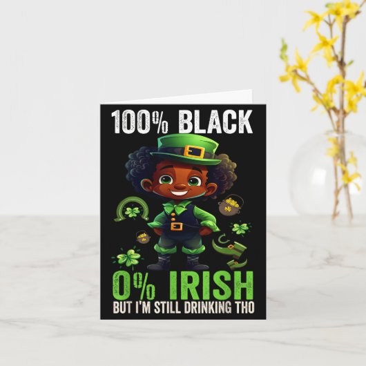 0% Irish 100% Black -funny St. Patricks Day Black  Kaart (Gele Bloem)