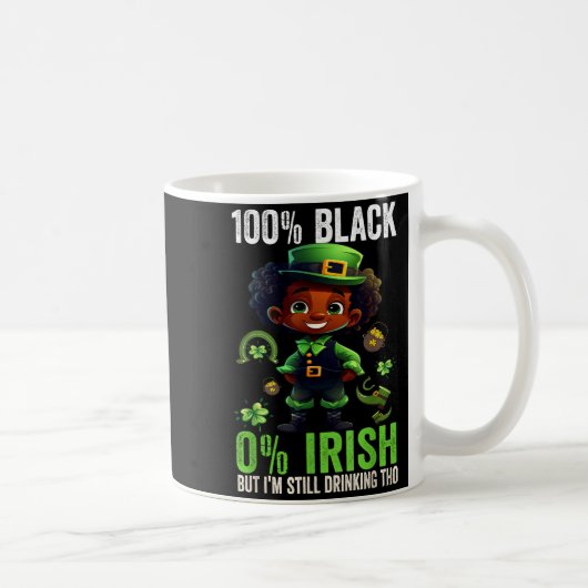 0% Irish 100% Black -funny St. Patricks Day Black Koffiemok (Rechts)
