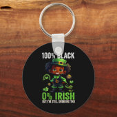 0% Irish 100% Black -funny St. Patricks Day Black Sleutelhanger (Voorkant)
