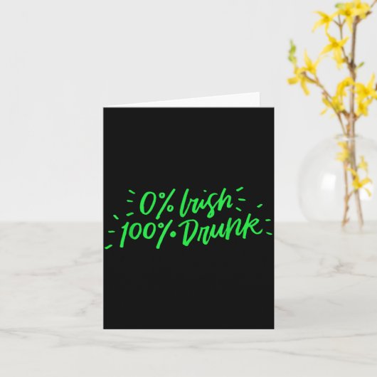 0% Irish 100% Drunk Funny St Patricks Day Gift Sai Kaart (Gele Bloem)