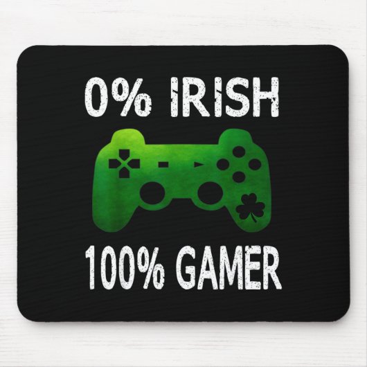 0% Irish 100% Gamer Funny St Patricks Day Video Ga Muismat (Voorkant)
