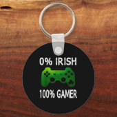 0% Irish 100% Gamer Funny St Patricks Day Video Ga Sleutelhanger (Voorkant)