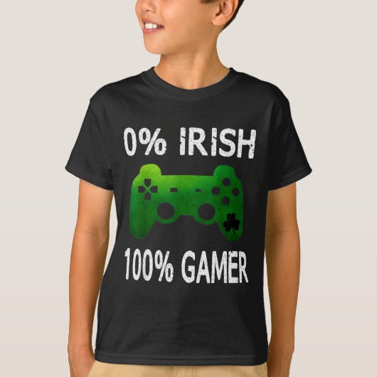 0% Irish 100% Gamer Funny St Patricks Day Video Ga T-shirt (Voorkant)