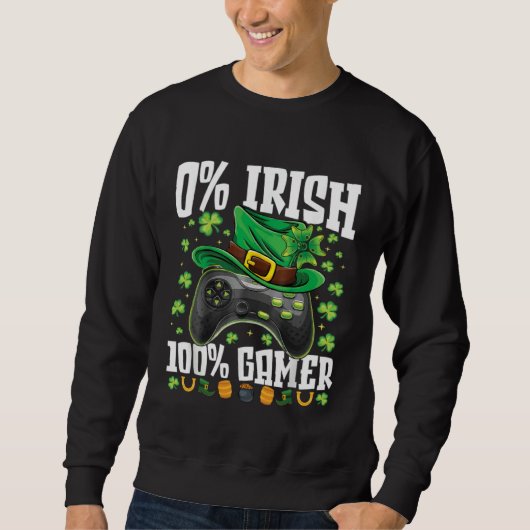 0 Irish 100 Gamer  St Patricks Day Video Games Boy Trui (Voorkant)