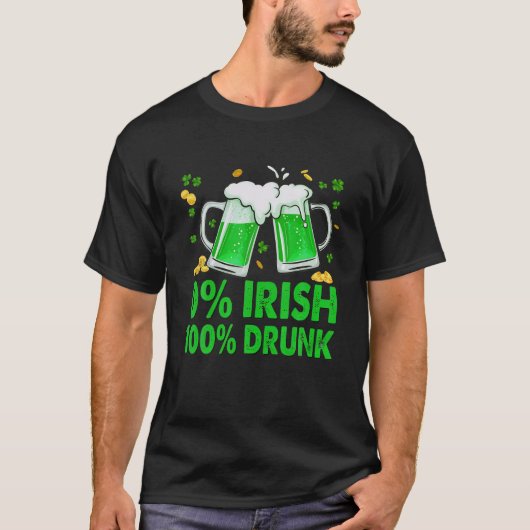 0% Irish , Funny St Patricks Day T-shirt (Voorkant)