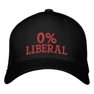 0% liberaal, nul procent liberaal, anti-liberaal E Geborduurde Pet