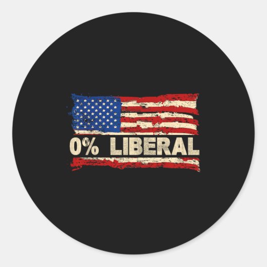 0% Liberal Zero Percent Liberal Republican Flag Ronde Sticker (Voorkant)