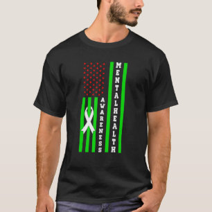 0 Mentale Gezondheidsbewustzijn Op Achterste Vlag  T-shirt