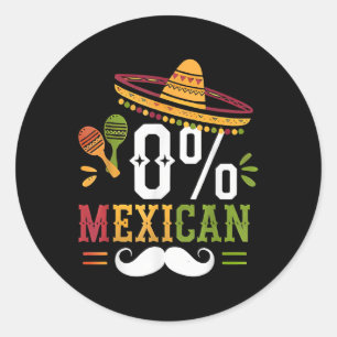 0% Mexicaans Cinco De Mayo Fiesta Sombrero Grappig Ronde Sticker