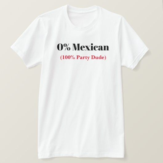 0% Mexicaans Cinco de Mayo T-shirt (Design voorkant)