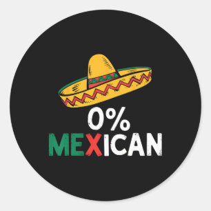 0% Mexicaans Grappig Cinco De Mayo Fiesta Sombrero Ronde Sticker