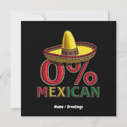 0% Mexicaans Grappig Cinco De Mayo Hilarious Kaart (Voorkant)