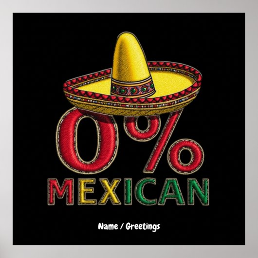 0% Mexicaans Grappig Cinco De Mayo Hilarious Poster (Voorkant)