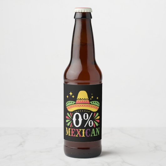 0% Mexicaans Nul Procent Grappig Cinco De Mayo Bier Etiket (Voorkant)