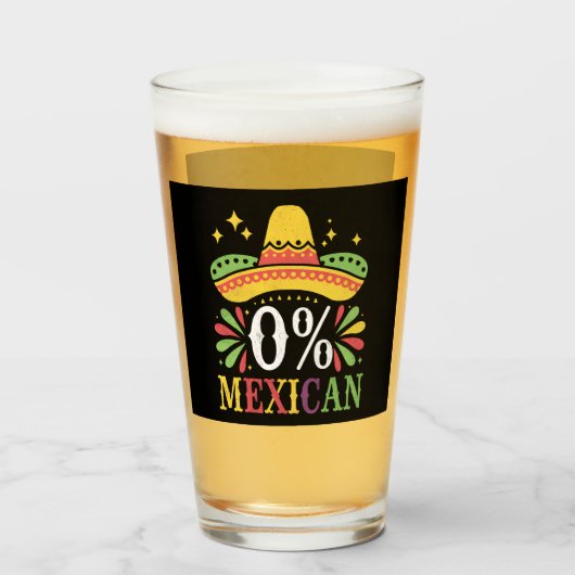 0% Mexicaans Nul Procent Grappig Cinco De Mayo Glas (Voorkant gevuld)
