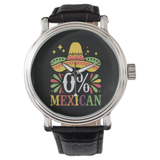 0% Mexicaans Nul Procent Grappig Cinco De Mayo Horloge (Voorkant)