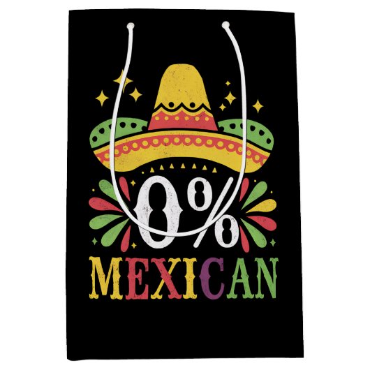 0% Mexicaans Nul Procent Grappig Cinco De Mayo Medium Cadeauzakje (Voorkant)