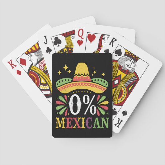 0% Mexicaans Nul Procent Grappig Cinco De Mayo Pokerkaarten (Achterkant)