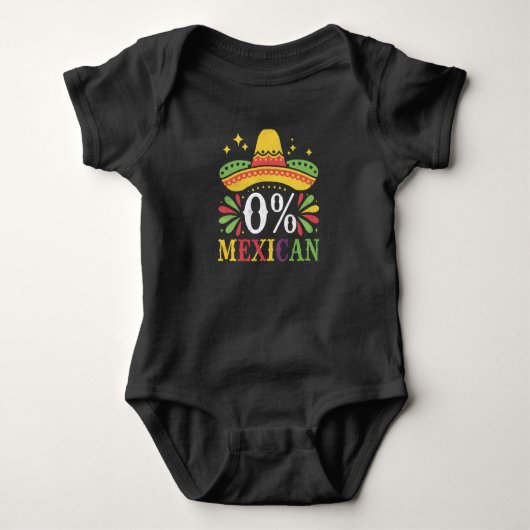 0% Mexicaans Nul Procent Grappig Cinco De Mayo Romper (Voorkant)