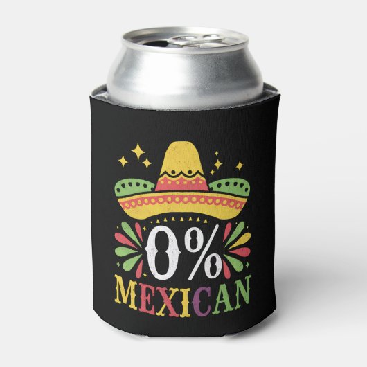 0% Mexicaans Zero Procent Grappig Cinco De Mayo Blikjeskoeler (Blikje Voorkant)